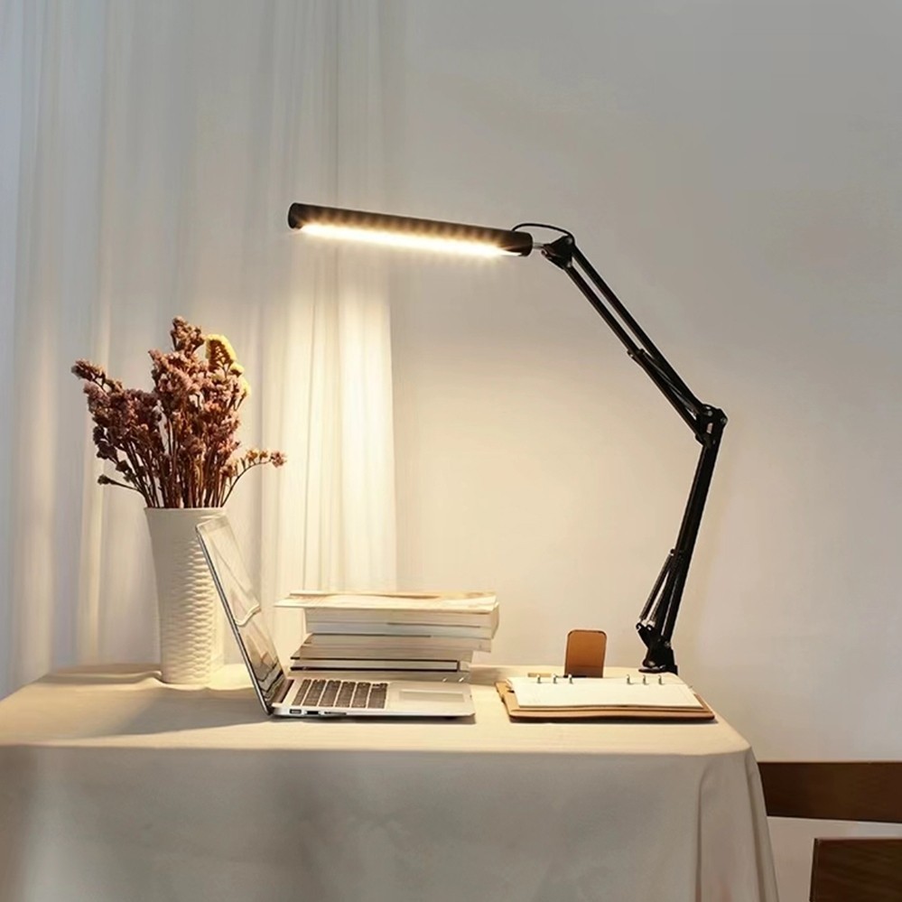 โคมไฟป้องกันดวงตา LED โคมไฟตั้งโต๊ะ usb โคมไฟตั้งโต๊ะสำหรับอ่านหนังสือที่มีคลิปหัวคู่ไฟ LED แบบพับได้ไฟในร่ม