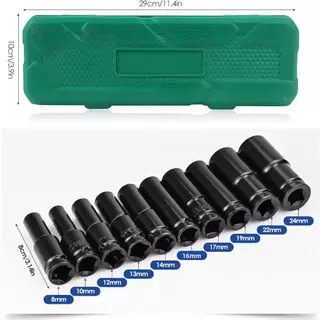 Decker Hex Shank 10 ตัว/ชุด ชุดประแจไฟฟ้า ลูกบล็อกยาว ชุดลูกบล็อกยาว ชุดบล็อก ชุดประแจไฟฟ้า 1/2'' 4หุน
