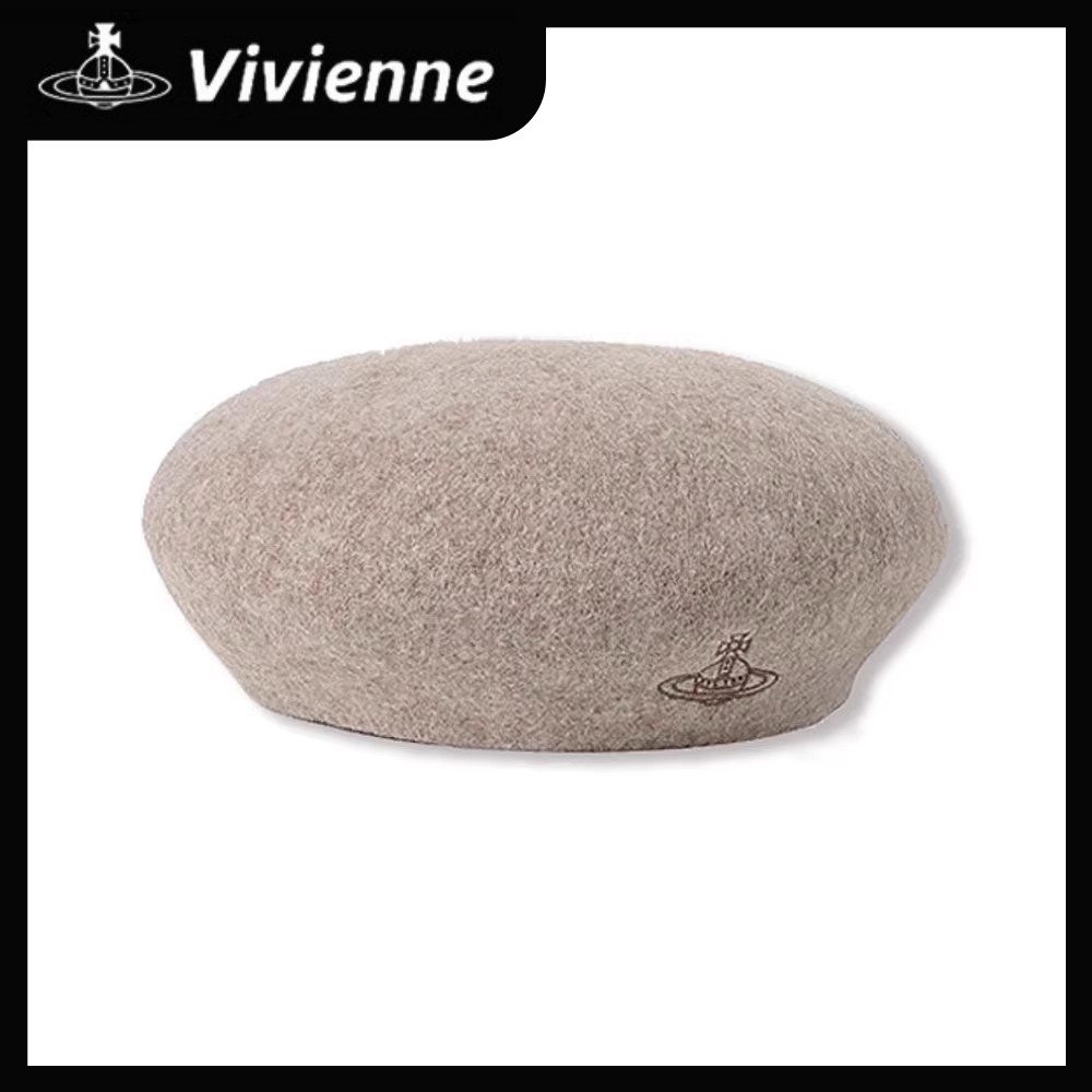 Vivienne Westwood✨JP VIVI หมวก หมวกเบเร่ต์ vivian ขนแกะหมวก หมวกดาวเสาร์