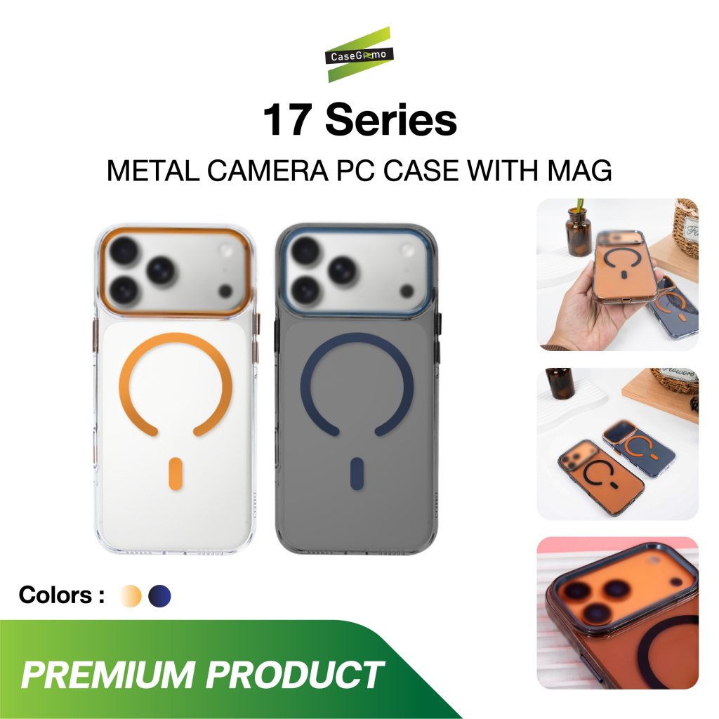Gizmo รุ่น 17 P / 17 PM เคสใส เคสกันกระแทก เคสชาร์จได้ สีดำ สีส้ม สีน้ำเงิน สีเงิน Metal Camera PC C