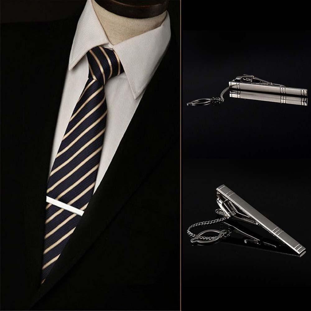 คลิปหนีบเนคไท โลหะ สไตล์วินเทจ สําหรับผู้ชาย Tie Clip Fashion Style 1PC Necktie Men Metal Simple Bar Clasp Practical Bow