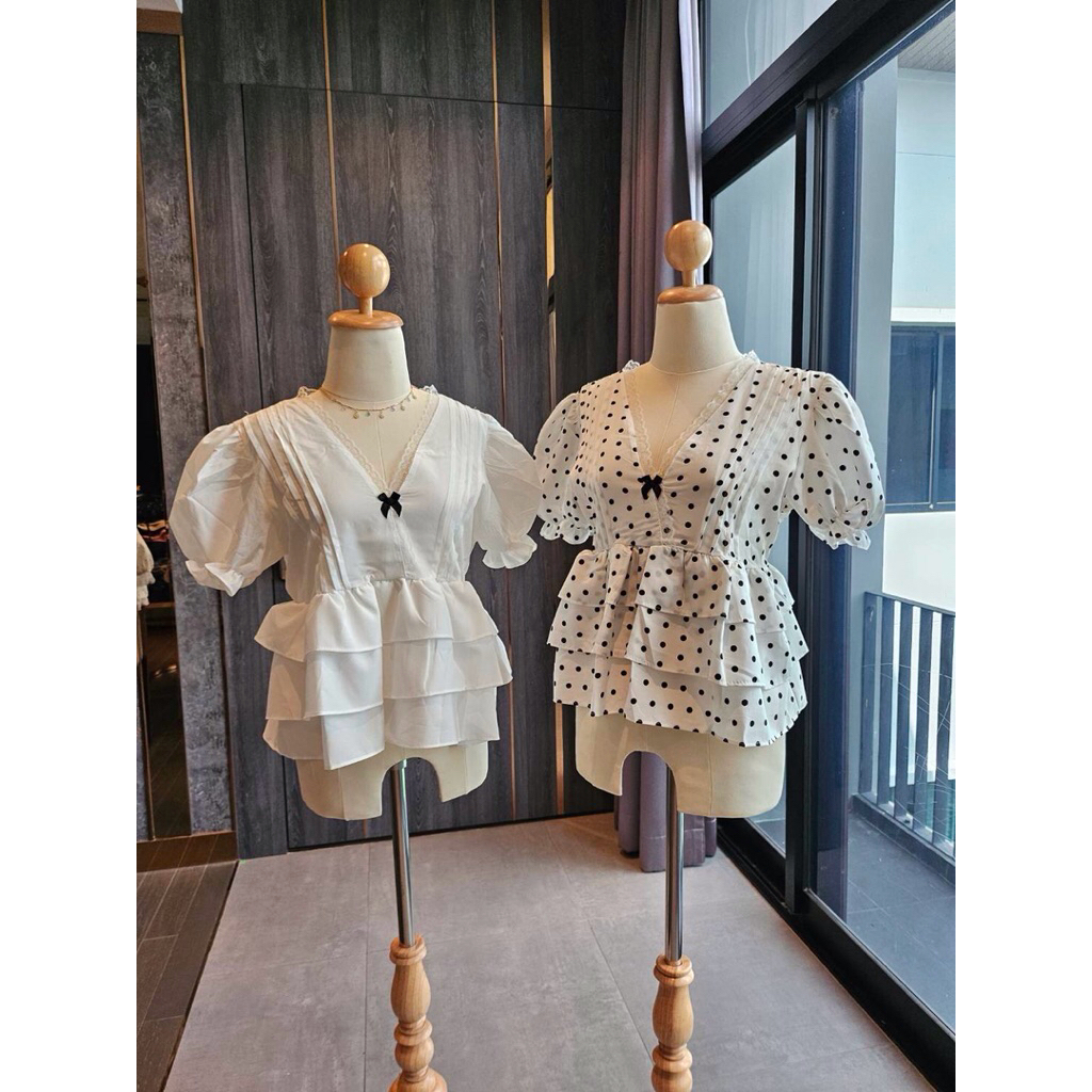 เสื้อขนมถ้วยฟู ระบาย 3 ชั้น Ls 022