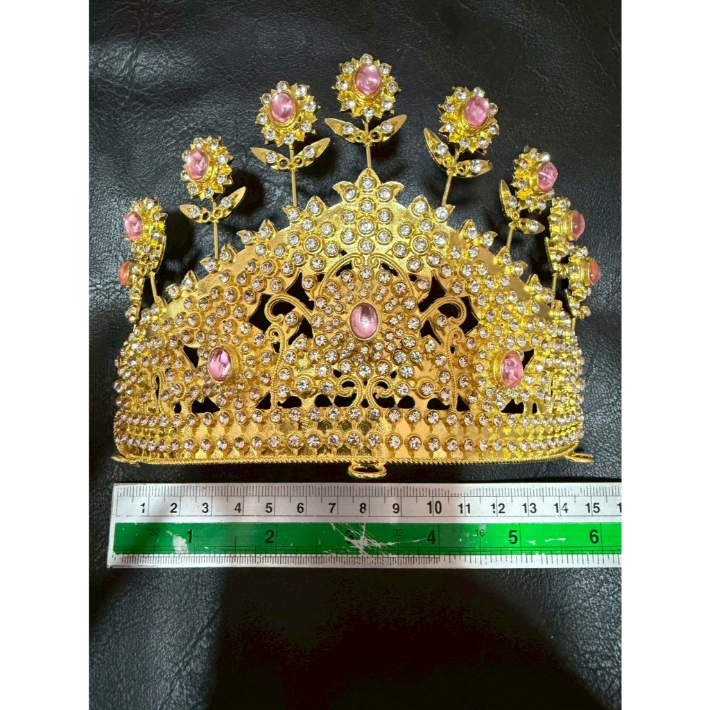 มงกุฎสีทอง ประดับคริสตัล งานนางงาม ชุดไทย เจ้าสาว เกี้ยวรำ เวทีการแสดง หรูหรา
