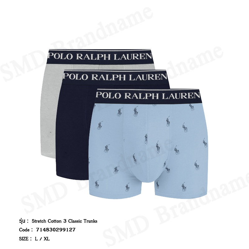 Polo Ralph Lauren กางเกงชั้นในผู้ชาย รุ่น Stretch Cotton 3 Classic Trunks Code: 714830299127