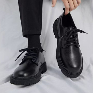 รองเท้าหนังธุรกิจชาย รองเท้าหนังสไตล์ อังกฤษ เชือกผูก พื้นหน…