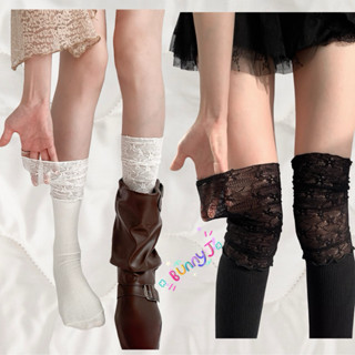 ถุงเท้าแฟชั่น ดีเทลลูกไม้ มาแรง พร้อมส่งในไทย ยาว60cm สีน่าร…