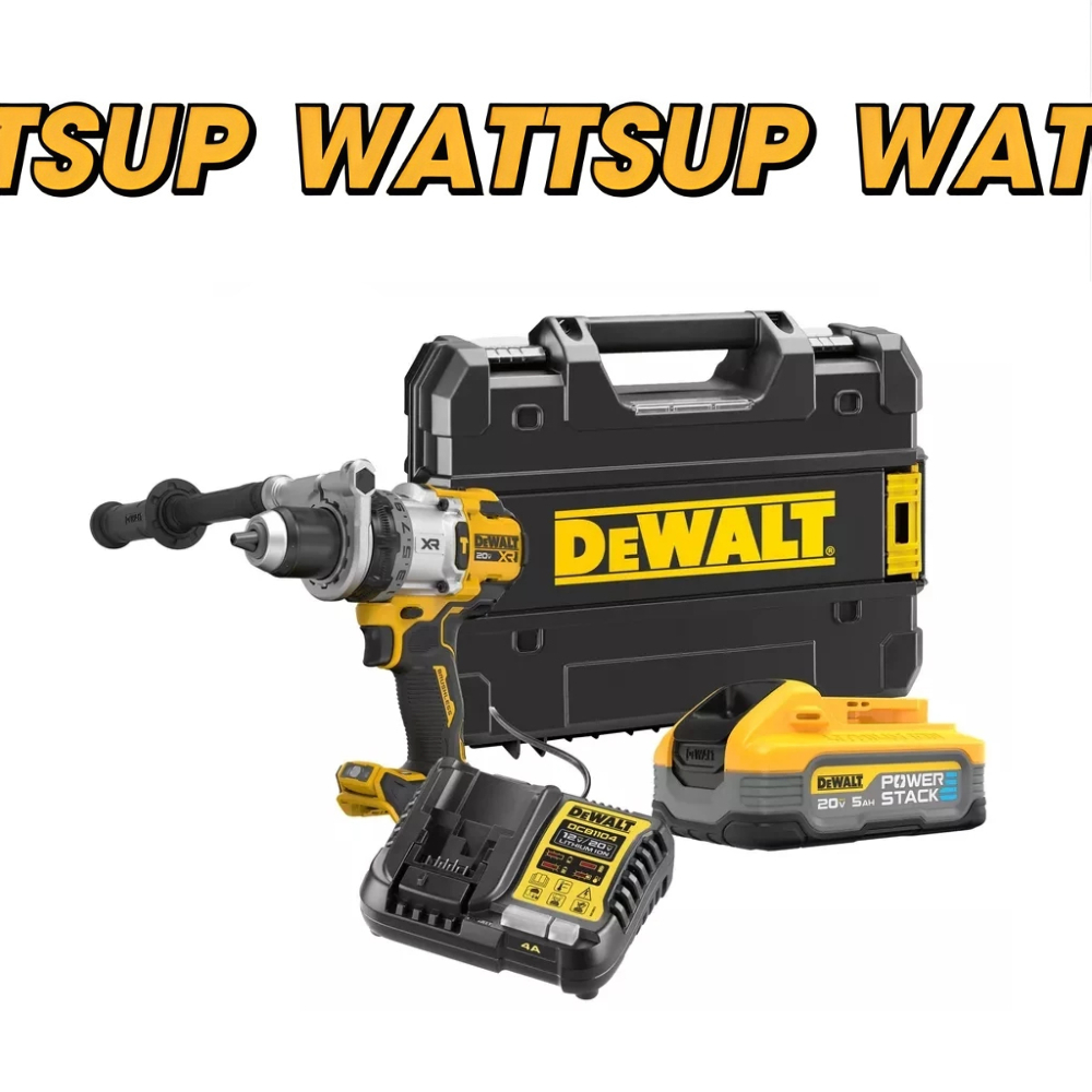 DEWALT สว่านกระแทกไร้สายไร้แปรงถ่านรุ่นพรีเมียม 3 สปีด 20V Max พร้อมแบตเตอรี่ Powerstack 5AH รุ่น DC