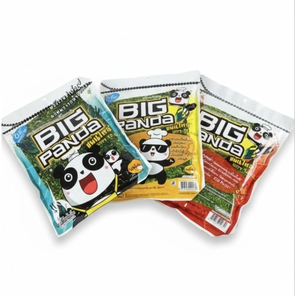 สาหร่ายแผ่นใหญ่ บิ๊กแพนด้า 🐼 แพ็ค 12 แผ่น มี 3 รสให้เลือก อร่อยกรอบเต็มคำ