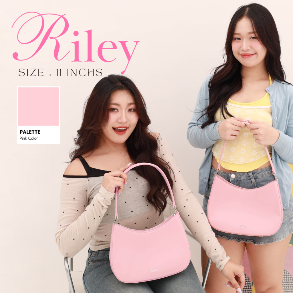 สินค้าหลุด qc MUNIGA รุ่น "Riley" กระเป๋าสะพายไหล่ ทรงพอช สำหรับผู้หญิง
