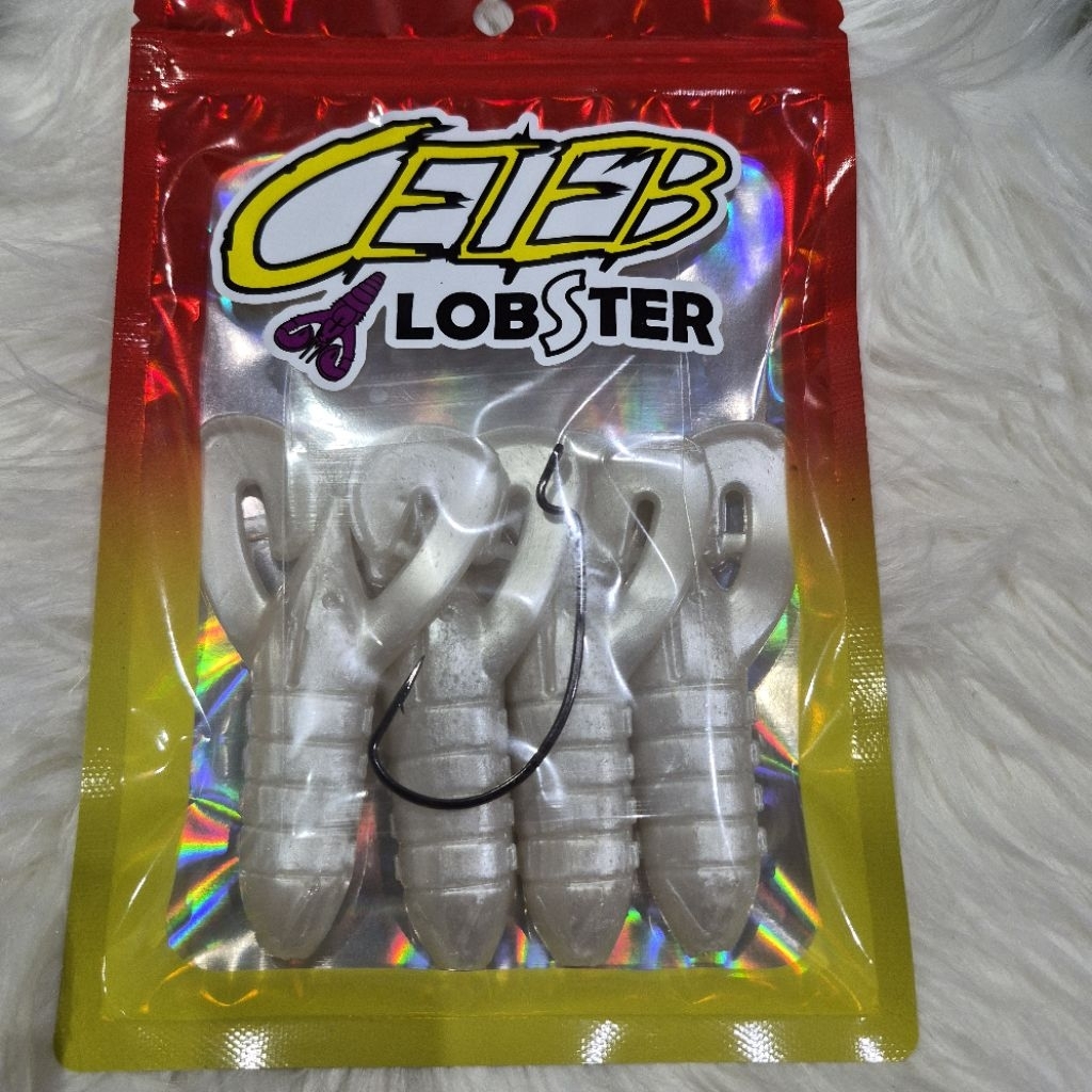 เหยื่อยาง ล๊อบสเตอร์ เหมาะสำหรับปลาชะโด ขนาด9ซม นน.17กรัม 1ซองได้เหยื่อ4ตัว แถมฟรีเบ็ด6/O