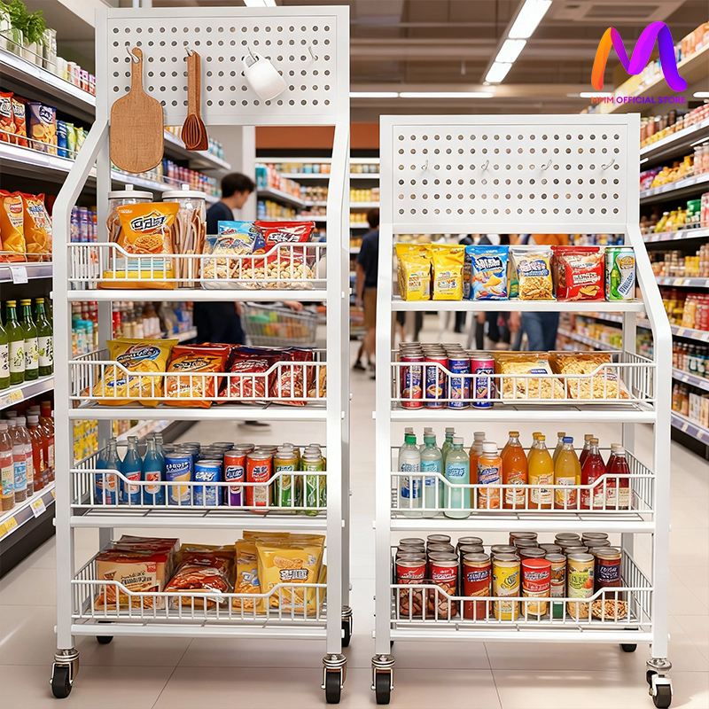 MMM ฟรีตะขอ 15 อัน🙌 ขั้นวางของ ชั้นวางขนมร้านค้า ชั้นขายของมีล้อ ชั้นวางจอแสดงผล ชั้นวางสินค้า ชั้นวางมัลติฟังก์ชั่น