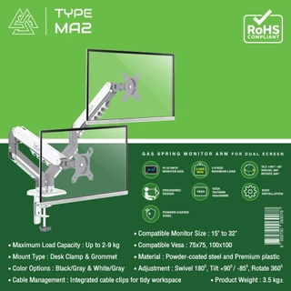 ส่งด่วน ขาตั้งจอแขนเดี่ยว SINGLE ARM EGA รุ่น TYPE-MA1 / DUAL ARM แขนคู่ MA2