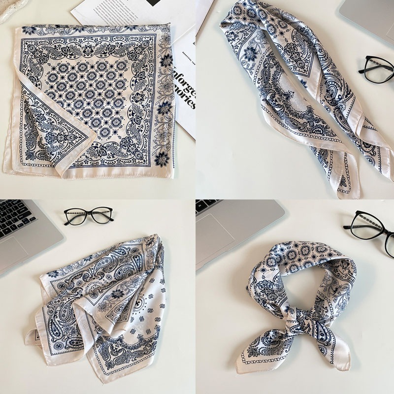 ส่งเร็ว💥ผ้าพันคอลายดอกสไตล์วินเทจฝรั่งเศส ผ้ามัสลินบางเบาสวมใส่สบาย 3in1 เอนกประสงค์ แฟชั่นสไตล์แคชวล - รูปที่ 5