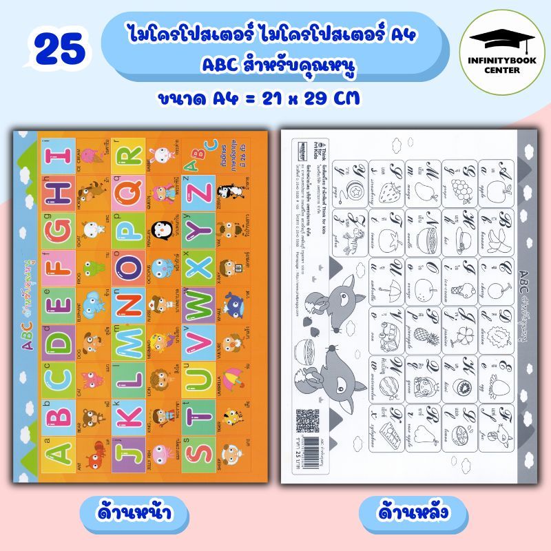 ไมโครโปสเตอร์ A4 ABC สำหรับคุณหนู : โปสเตอร์ ABC โปสเตอร์ประกอบการศึกษา ตัวอักษรภาษาอังกฤษ โปสเตอร์ภ