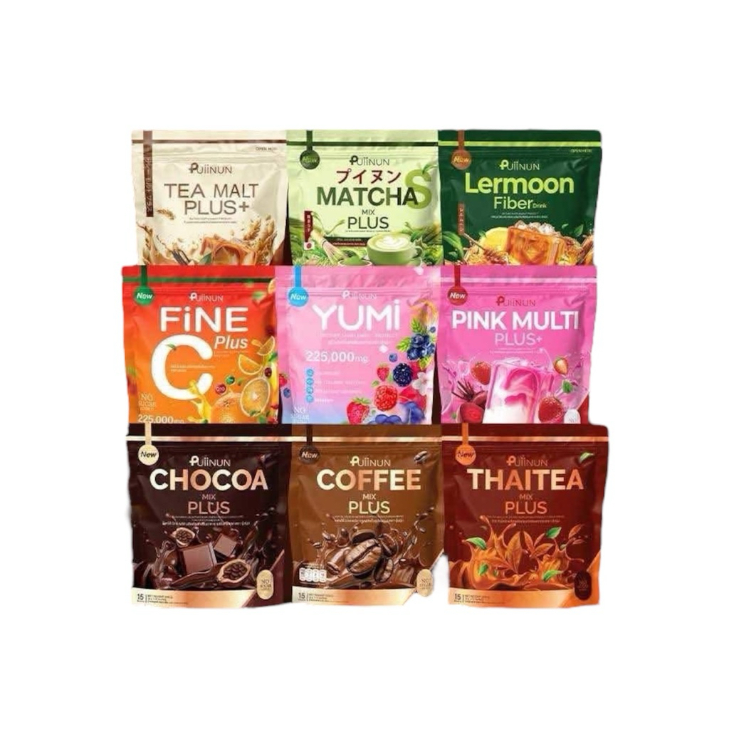 น้ำชงปุยนุ่น กาแฟ/โกโก้/ชาฟักทอง/ชาแอปเปิ้ล/ยูมิ/ไฟนี่ซี/มัทฉะ/ชาไทย (ราคาต่อ1ถุง) Puiinun Coffee Mix & Chocoa