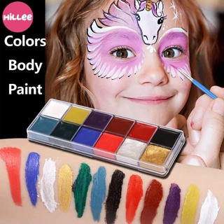 สีเพ้นท์หน้า สีทาหน้าและร่างกาย สีสันสดใส สีทาหน้า มี12สี สีทาตัวเรืองแสง ล้างเครื่องสำอางออกง่าย ปาร์ตี้ฮาโลวีน