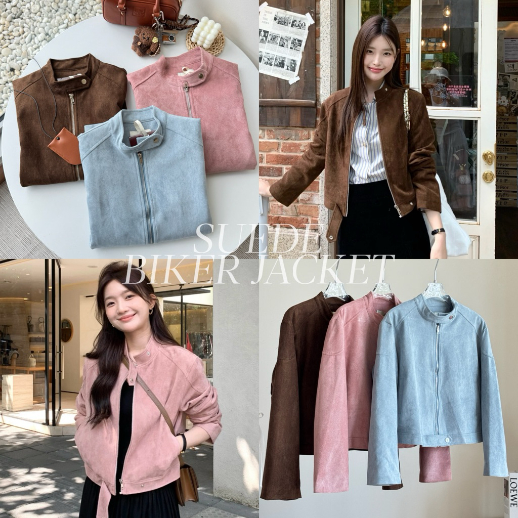 -𝐂𝐡𝐢𝐯𝐚- SUEDE BIKER JACKET | แจ็คเก็ตหนังกลับคอปีนสไตล์ไบเกอร์