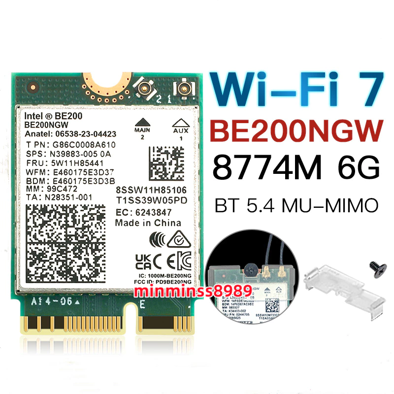 Intel Wi-Fi 7 BE200 PCIE 2.4G/5G/6G-8774M windows 10 windows 11   802.11AX Bluetooth 5.4 MU-MIMO 8DB 10DB thumbnail 4