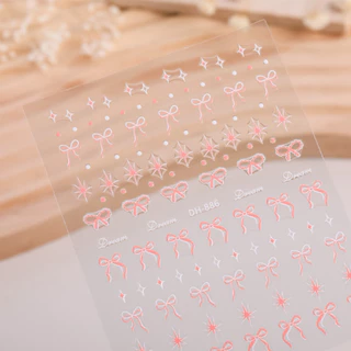 สติกเกอร์ติดเล็บ ลายโบว์แสนสวย มี3สีให้เลือก แบบ 3D แผ่นละ 9 บาท