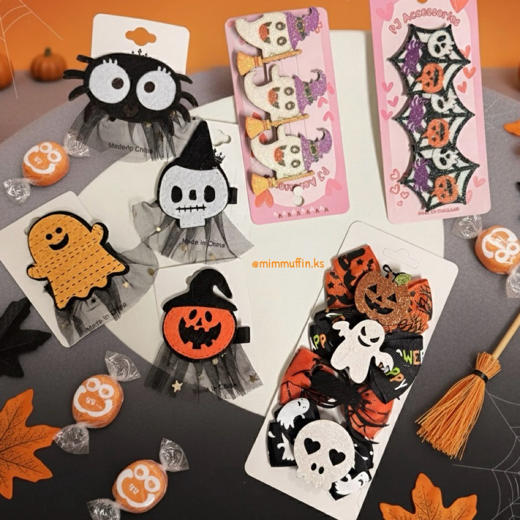 [Mimmuffin] กิ๊บติดผมฮาโลวีน กิ๊ฟติดผมฮาโลวีน กิ๊บโบว์ลายฮาโลวีน Halloween Hair Bow Clips