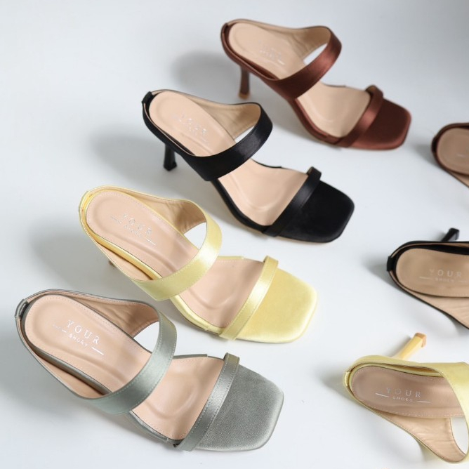 YOURSHOES B18 / รองเท้าส้นสูง 3นิ้ว รองเท้า 2สาย รองเท้าผู้หญิง