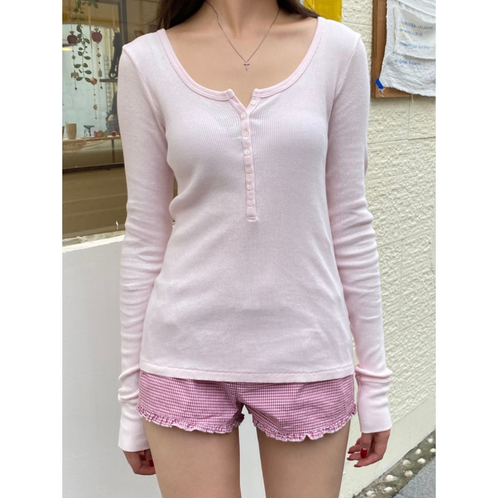 (พร้อมส่ง) BrandyMelville Zelly Ribbed Top เสื้อแขนยาว ของแท้จากช็อป