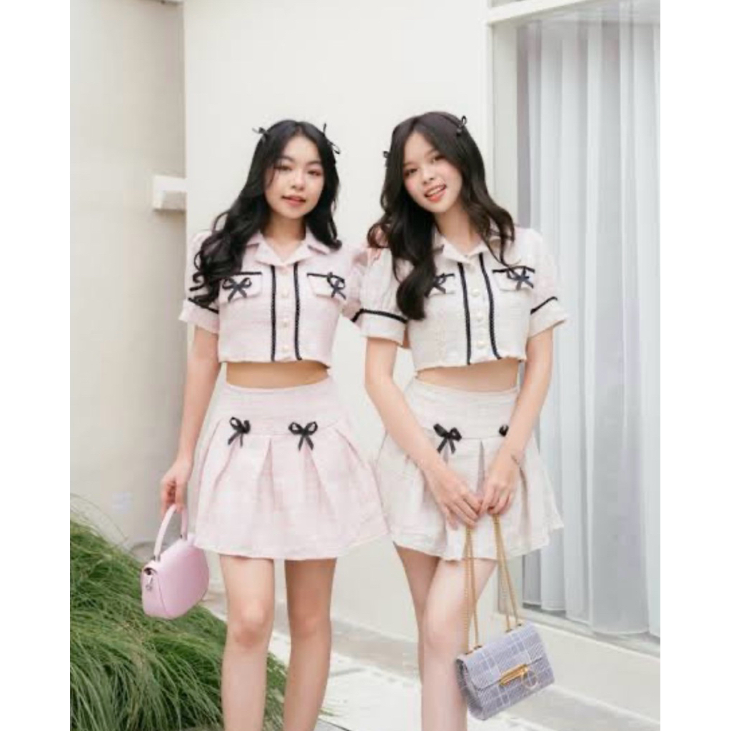 🟣ชุดเซตเสื้อครอปและกระโปรงสั้น 🟣 งานป้าย NUY SHOP