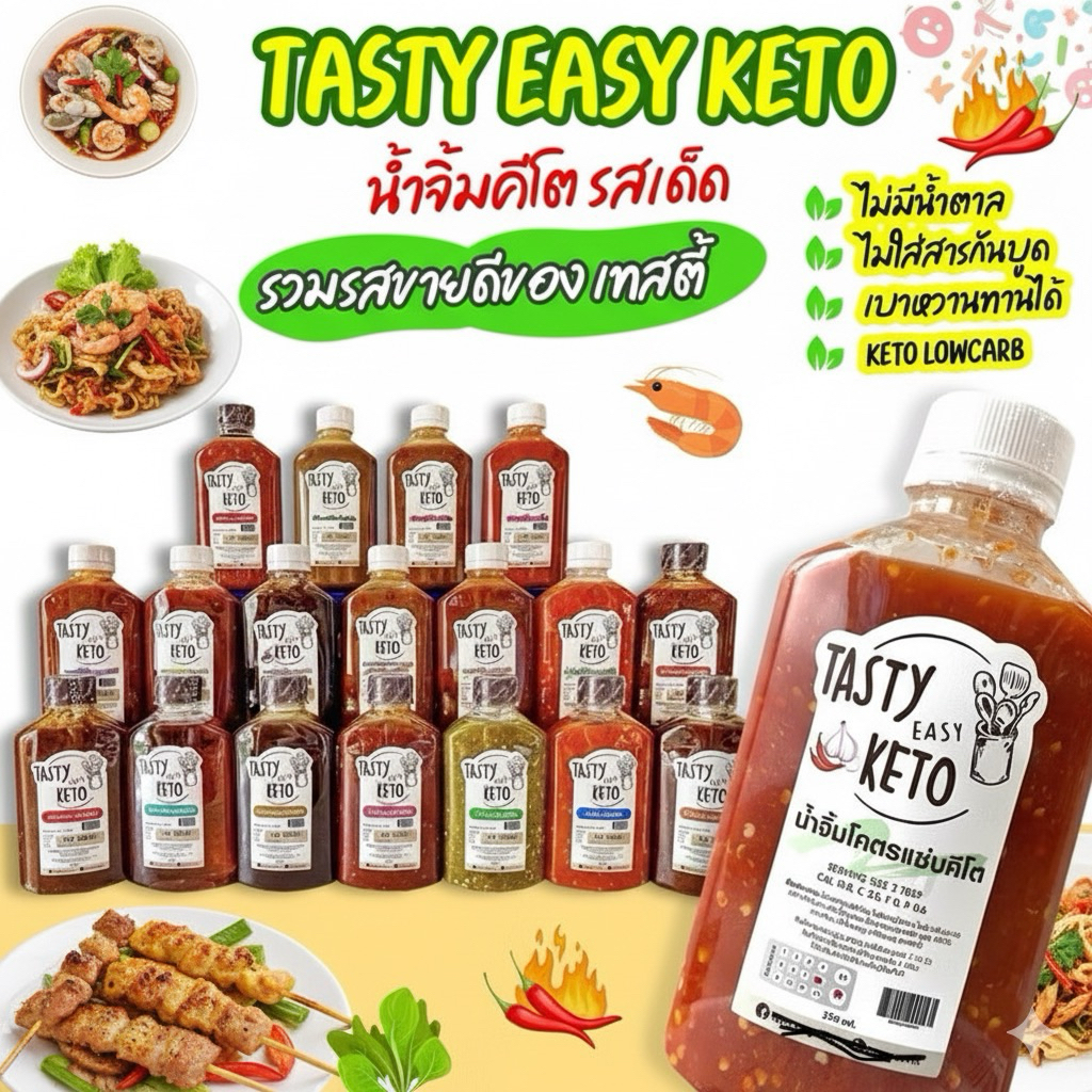 tasty easy keto ขนาด 200ml น้ำจิ้มคีโต ซอสคีโต