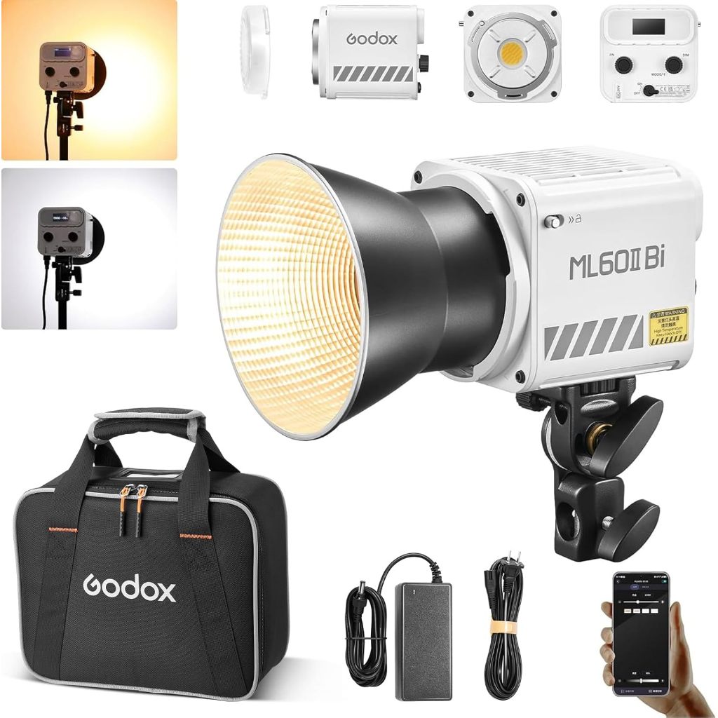 GODOX ML60II Bi Kit1 60W 2800-6500K Compact Handheld COB LED Video Light ML60 ไฟLED 60W สปอร์ตไลท์