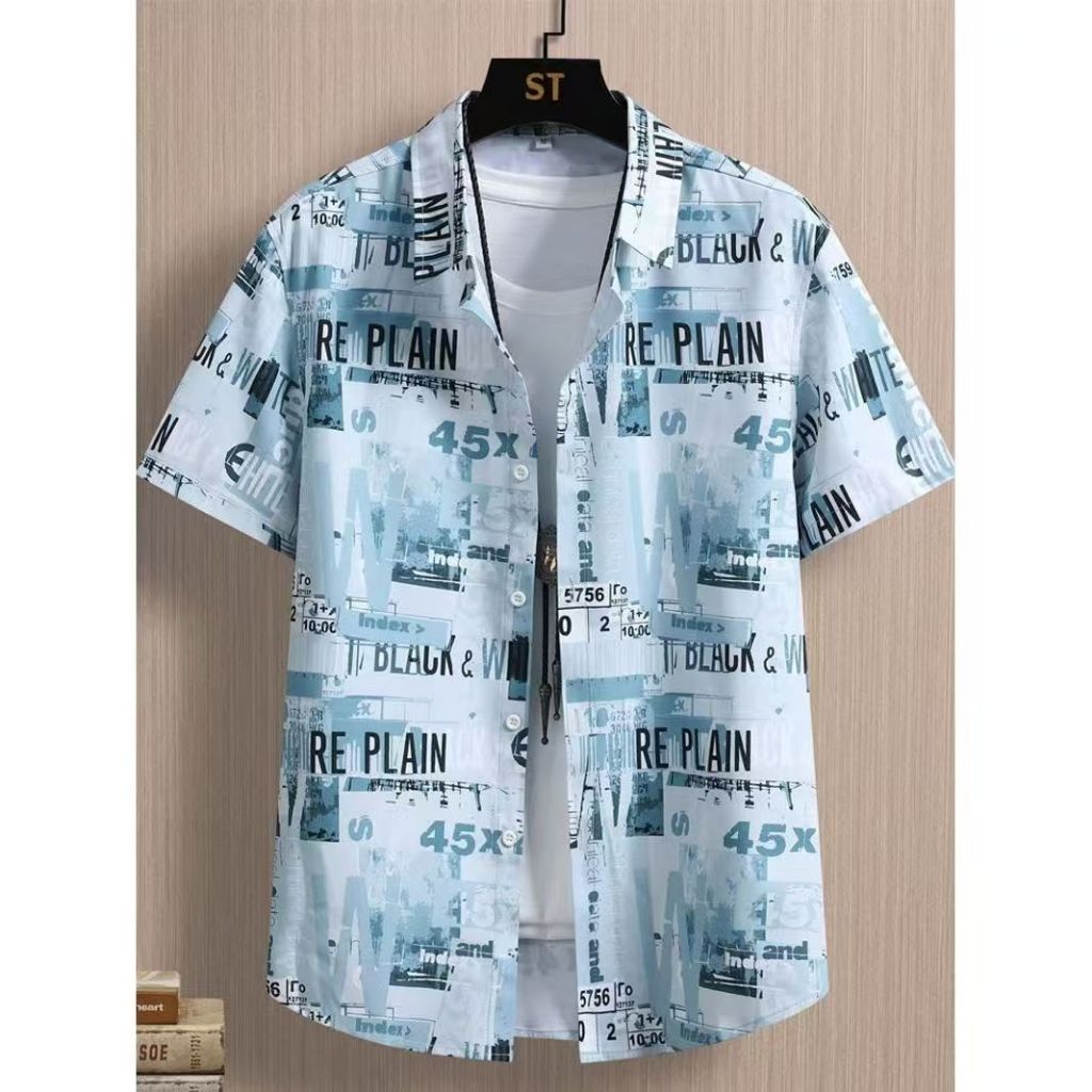 เสื้อใส่หน้าร้อน เสื้อฮาวายลายดอก ผ้าใยผ้ามีสองสี M - 3XL