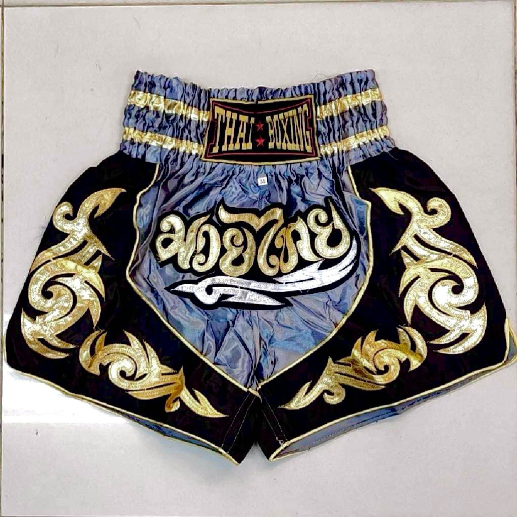 กางเกงมวยไทยของผู้ใหญ่ (Muay Thai) ผ้าซาตินอย่างดี ปักอักษรมวยไทยด้านหน้า  ปักลายไทยด้านข้าง  สีสันสวยงาม - รูปที่ 2