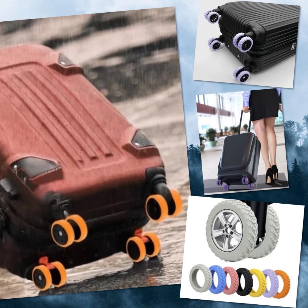 🌈 ยาง ล้อ กระเป๋าเดินทาง ซิลิโคน ยางหุ้มล้อ กระเป๋าลาก ปลอกยาง ชุด 8 ชิ้น ป้องกันล้อ เสียงเงียบ รุ่นอัพเกรด 🌈