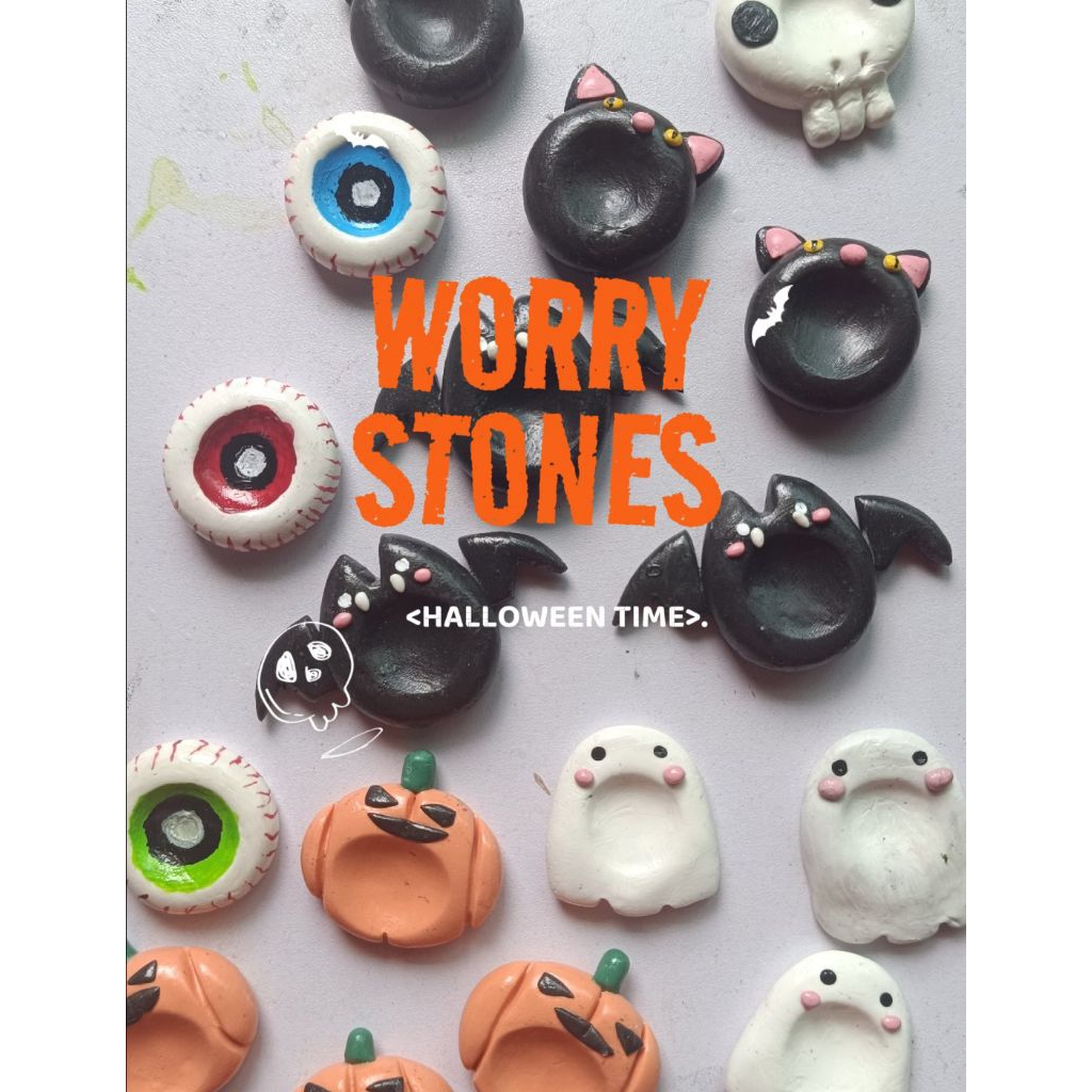 พวงกุญแจ Helloween Clay Worry Stones