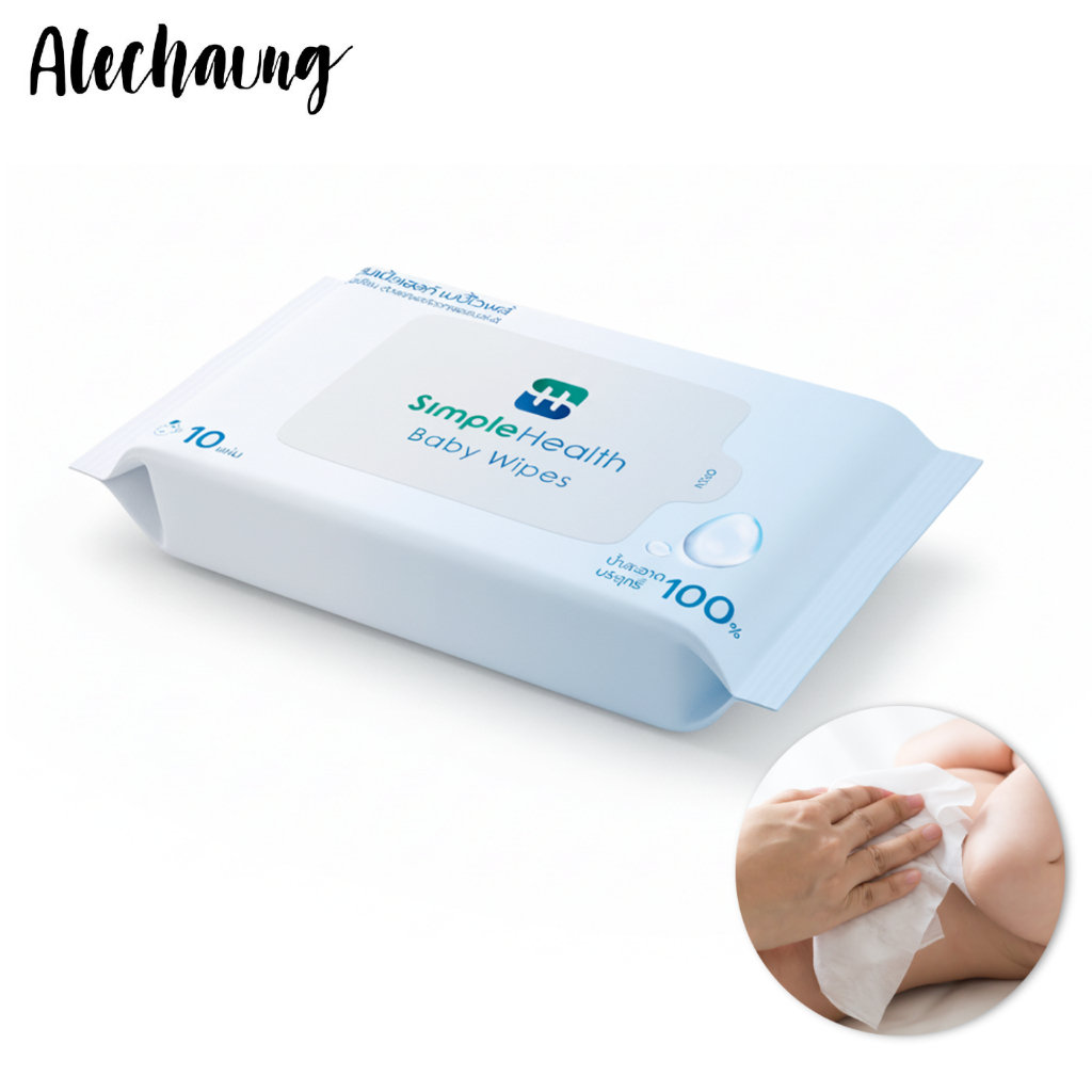 ทิชชู่เปียก ที่เช็ดมือ Baby Wipes 10 แผ่น ปราศจากแอลกอฮอล์ เนื้อนุ่ม หนา ไม่ขาดง่าย Alechaung coffee