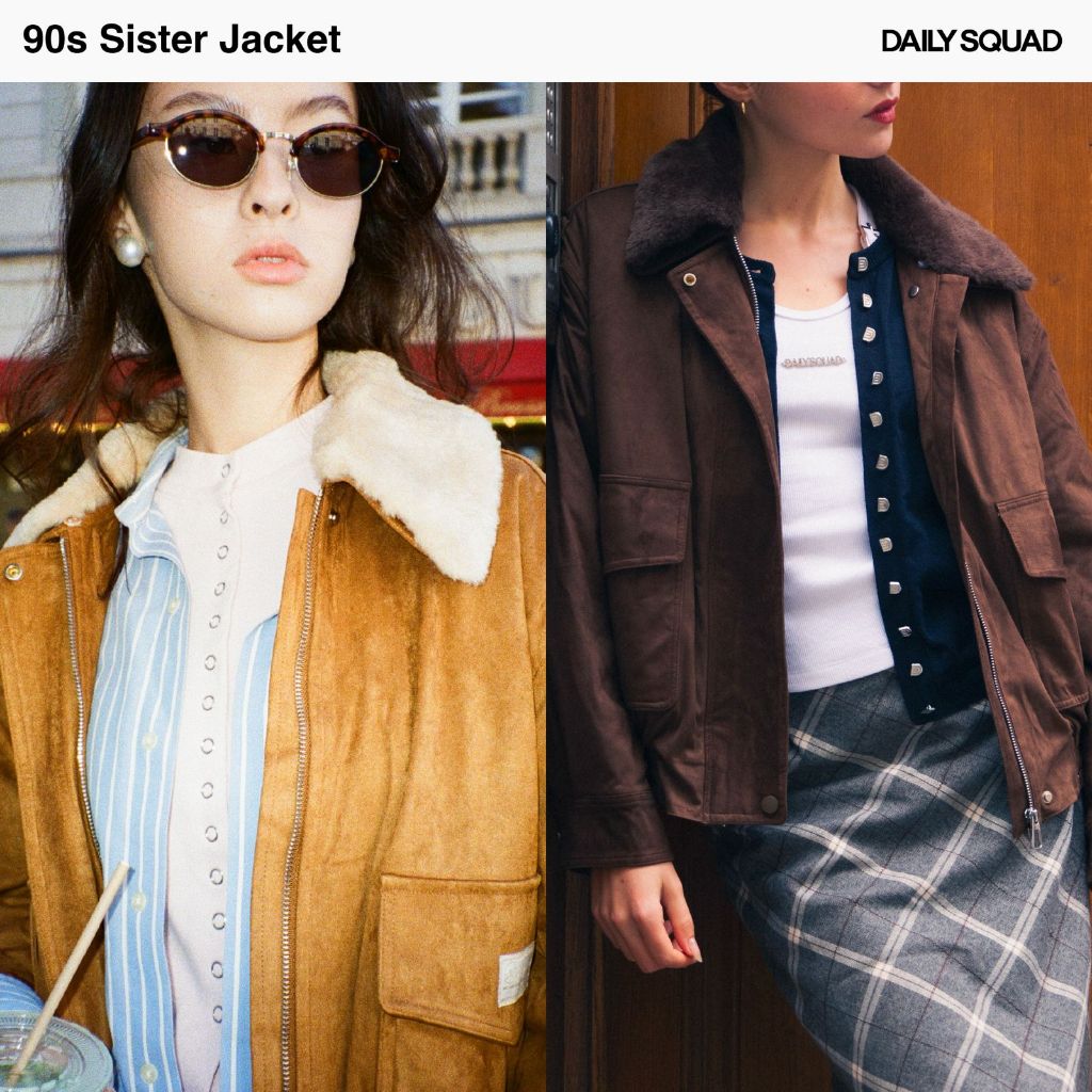 DAILY WOOL 90 SISTER JACKET แจ็กเก็ตผ้าหนังกลับ กันหนาว กันลม ปกเฟอร์ ถอดปกได้ ซับในใยกันหนาว