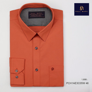 PAUL MARC เสื้อเชิ้ตแขนยาว สีส้ม Halloween slim fit cotton 1…