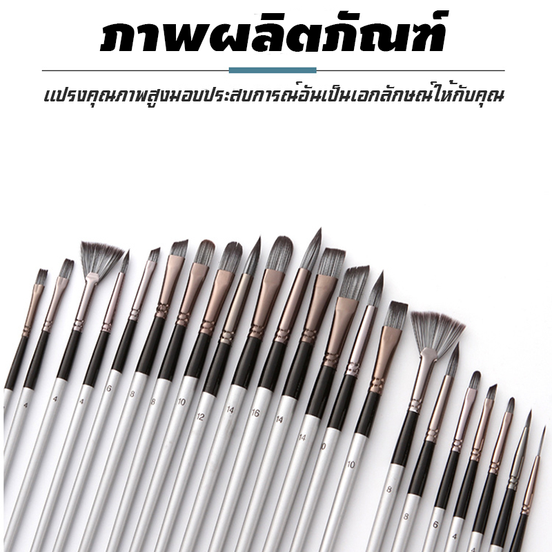 แปรงทาสีน้ำด้ามไม้ไนลอน 24ชิ้น พู่กันหัวตัด พู่กันใบพัด พู่กันหัวตัดเฉียง รวมถุงผ้า - รูปที่ 6
