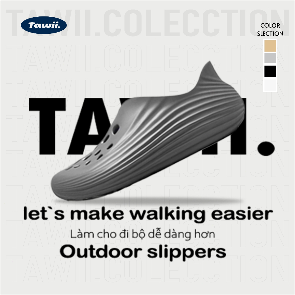 Tawii. รองเท้าแตะ รองเท้าแฟชั่น ยาง EVA รองเท้าสำหรับกิจกรรมกลางแจ้ง น้ำหนักเบาและสวมใส่สบาย Unisex