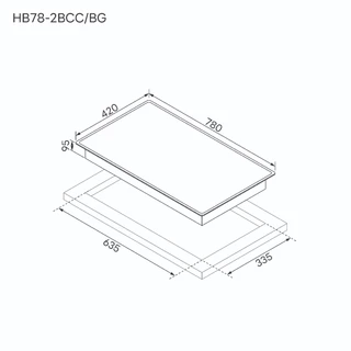 EVE เตาแก๊ส 2 หัวเตาแบบฝัง พร้อมเครื่องดูดควันติดผนัง HC-LOFTBOX-90+HB78-2BCC/BG