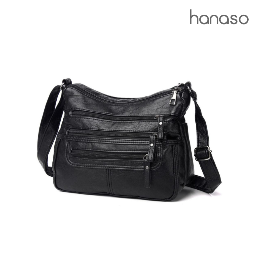 [clearance sale] กระเป๋าหนังสะพายข้าง หนังpu กระเป๋าหลายชั้น ใส่ ร่ม ขวดน้ำ สายสะพายปรับความยาวได้