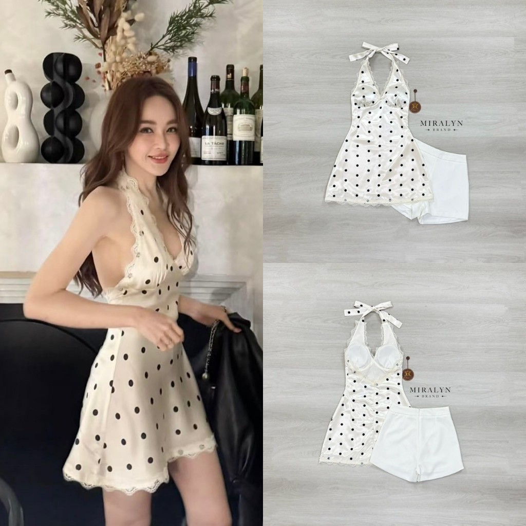 Miralynbrand MRL06 Size M Set 2 ชิ้น เสื้อคล้องคอ+กางเกงสีขาว