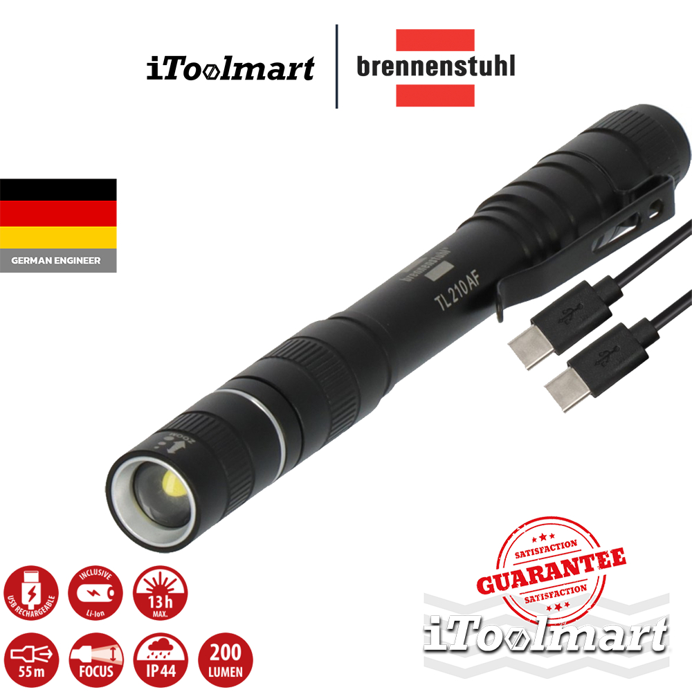 BRENNENSTUHL ไฟฉาย TL 210 AF IP44 LED ความสว่าง 200lm USB C 1173750003