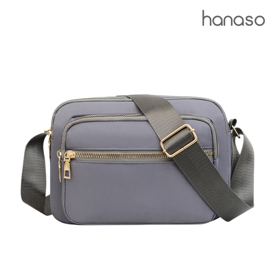 Hanaso กระเป๋าสะพายไหล่ กระเป๋าถือ กระเป๋าสะพายข้าง Crossbody Bag สายปรับได้ มี 4 ช่อง กว้าง 22 ซม.
