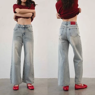 CHUUCHOP - (XS-4XL) Bonnie Jeans กางเกงยีนส์ทรงกระบอกกลาง(C8400)