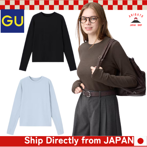 GU Warm Smooth Crew Neck T-Shirt (12-Sleeve)[ส่งตรงจากประเทศญี่ปุ่น ของแท้ 100%]