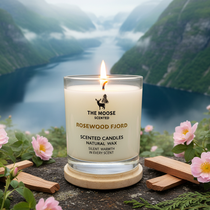 เทียนหอม Soy Wax กลิ่น Rosewood Fjord กลิ่นของกุหลาบป่าท่ามกลางไม้หอมแห่งฟยอร์ดสแกนดิเนเวีย