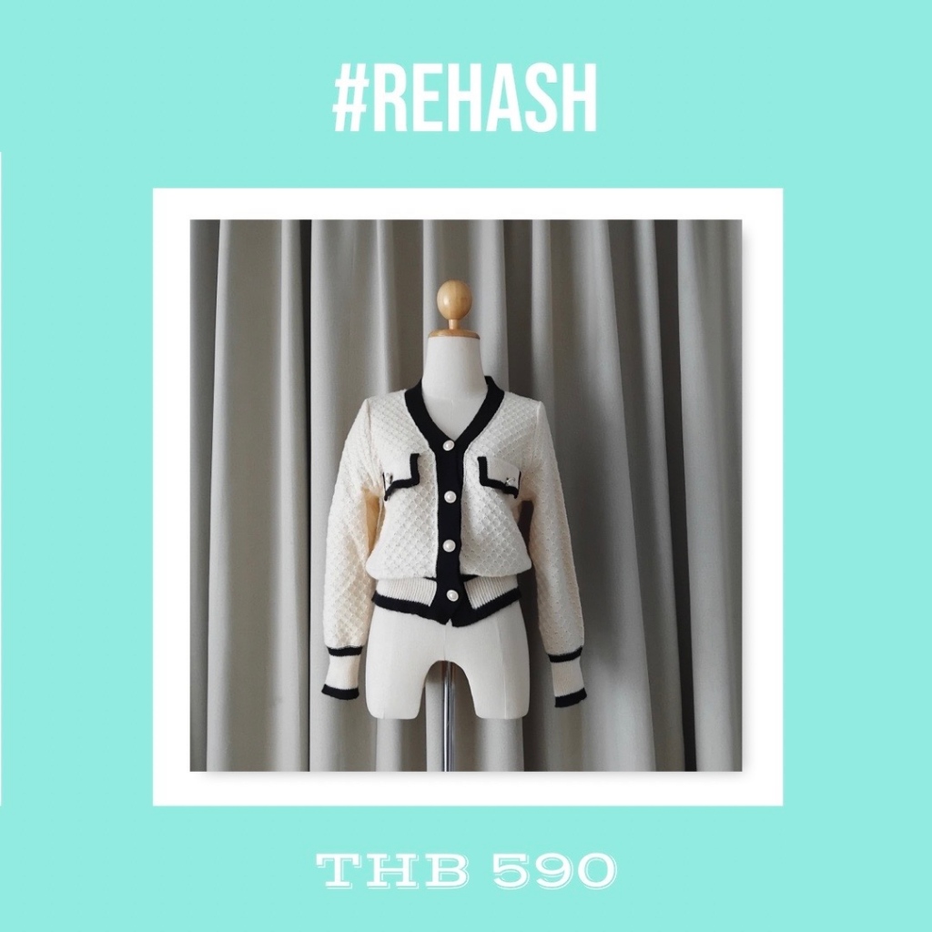 Parista - ส่งต่อ Moma Knit Cardigan สีครีม ฟรีไซส์ เสื้อคาร์ดิแกนไหมพรม ใส่แล้วดูสวยแพง ใช้งานครั้งเ