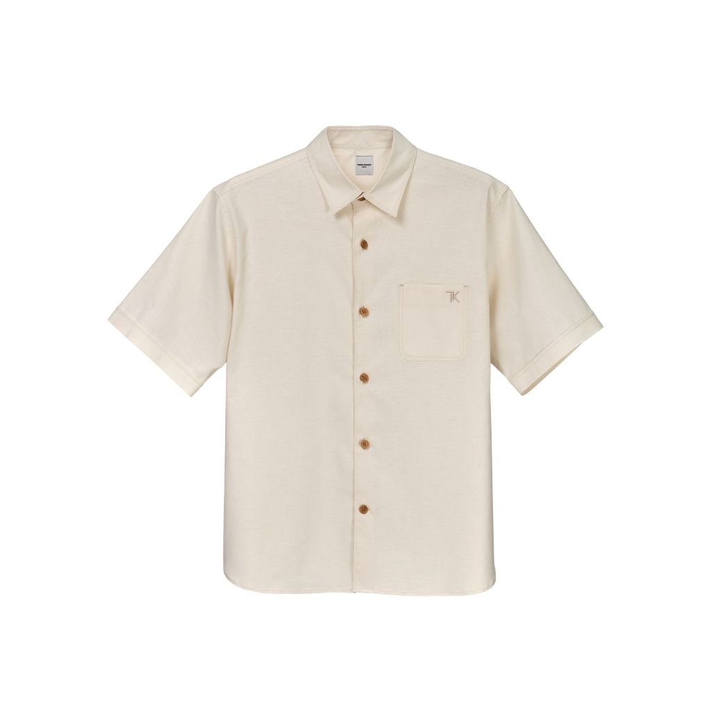 TAKEO KIKUCHI เสื้อเชิ้ตแขนสั้น STRETCH BLENDED HEMP SUMMER SHIRT
