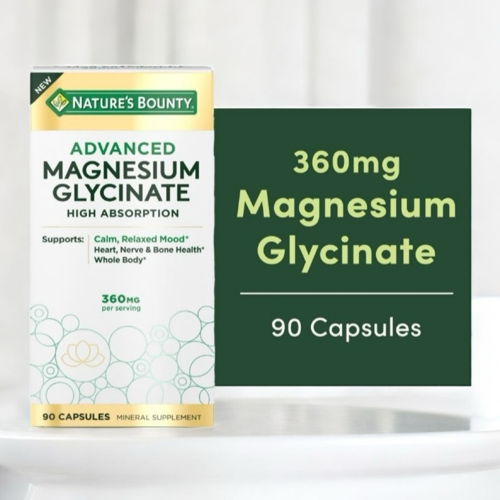 ✅พร้อมส่ง แมกนีเซียม ไกลซิเนต Nature's Bounty Advanced Magnesium Glycinate 360 mg Per Serving 90 Cap