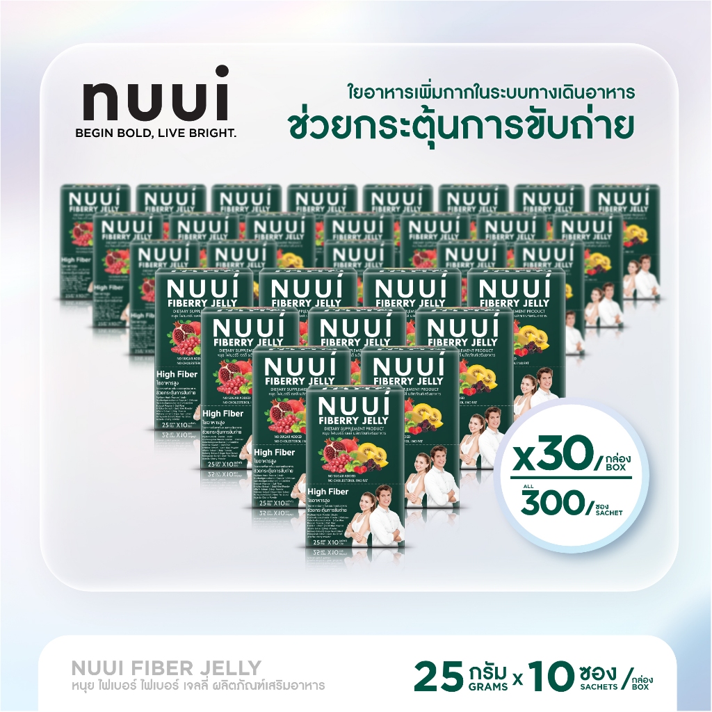 ซื้อ1แถม1 หมดเขต 30/11 NEW ! NUUI FIBERRY JELLY หนุยไฟเบอร์รี่เจลลี่ ช่วยกระตุ้นการขับถ่าย (30 กล่อง